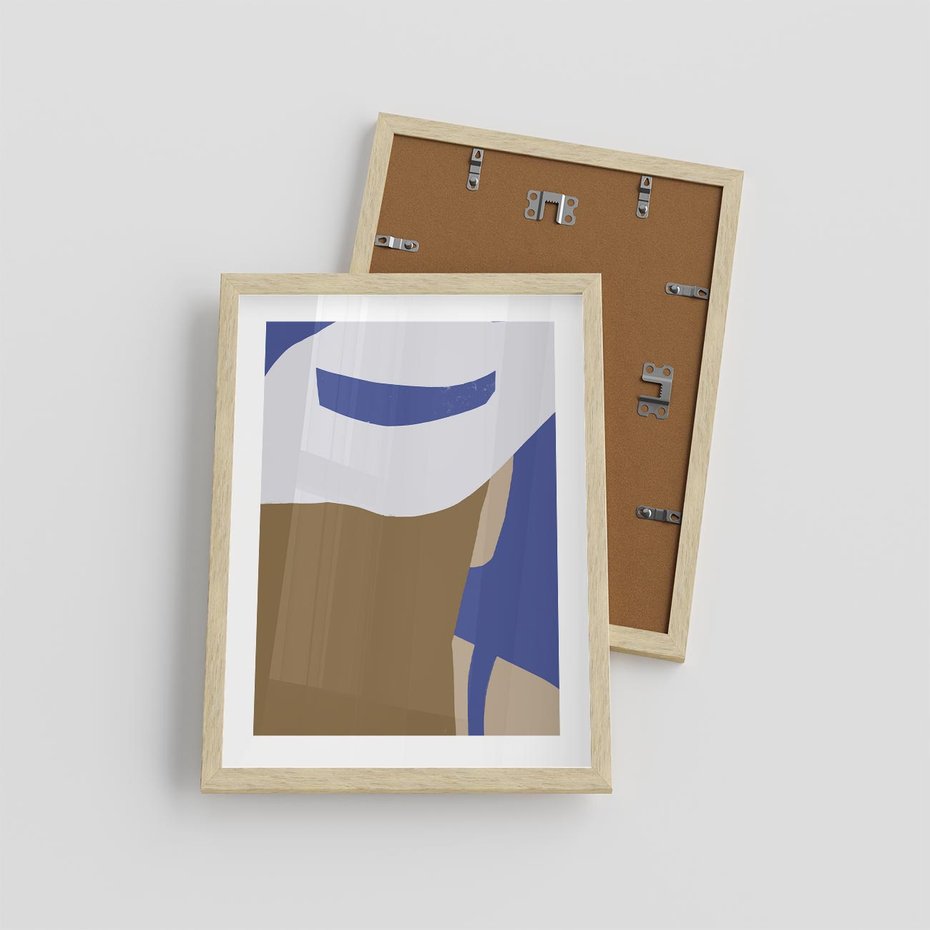 Plakat w ramie 30x40 - Kobiecy Wiatr - plakat retro, kobieta w kapeluszu - rama drewno