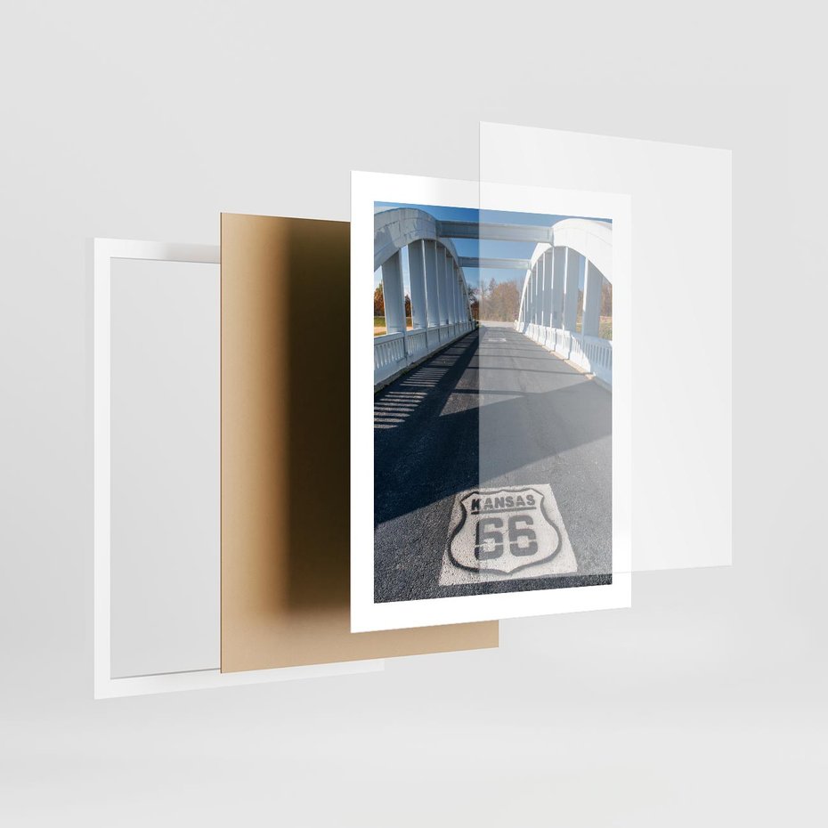 Plakat w ramie 40x50 - Kansas i Route 66 - Kansas, route 66 - rama biała