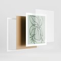 Plakat w ramie 40x50 - Energetyczne Odrodzenie Natury - abstrakcyjne delikatne zielone linie, podobne do gałęzi kwiatów - rama biała