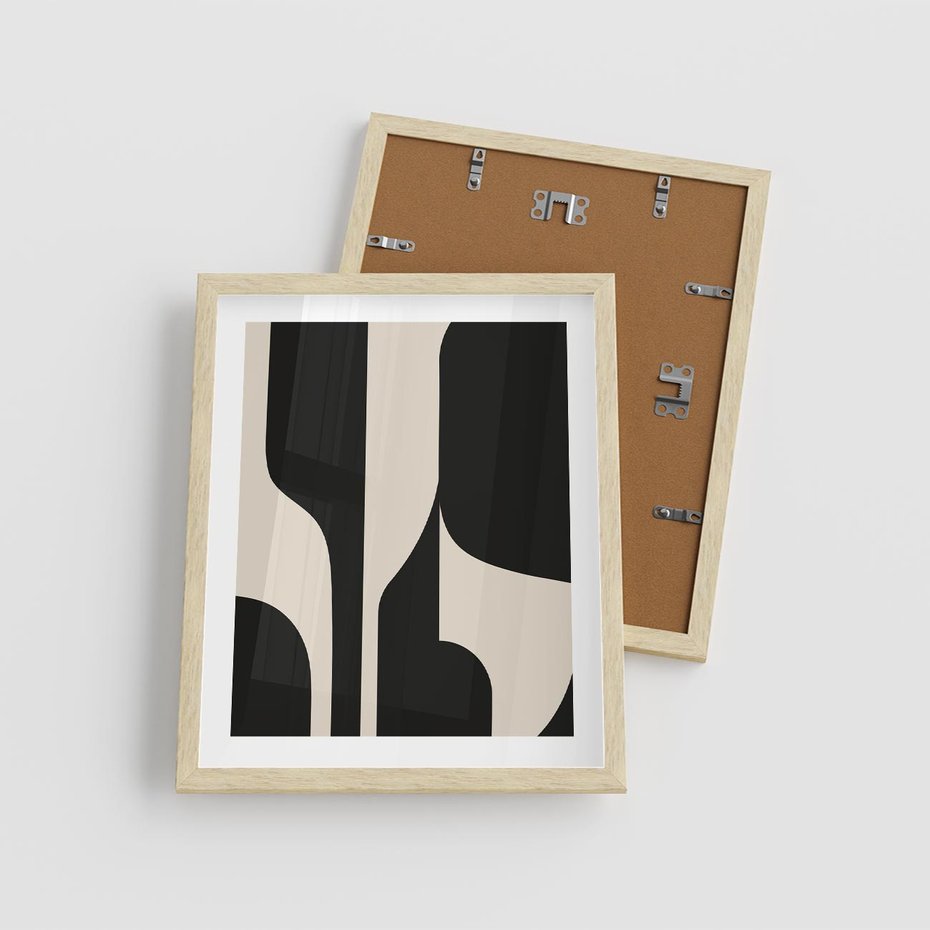 Plakat w ramie 40x50 - Abstrakcyjne Linie - boho plakat, rycina - rama drewno