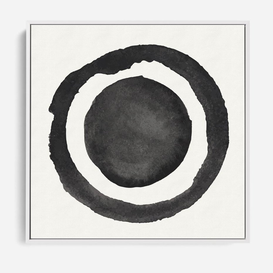 Obraz w ramie 80x80 - Bezgraniczne Widoki - abstrakcyjne plamy okręgi, akwarelowe - rama biała