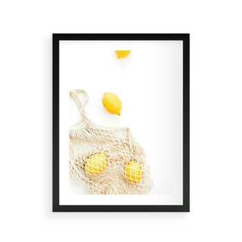 Plakat w ramie 40x50 - Cytrynowa Siatka - cytryny, materiałowa siatka - rama czarna