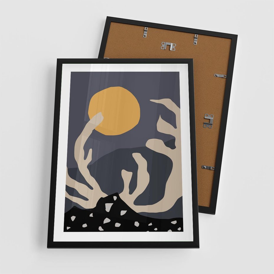 Plakat w ramie 50x70 - Tajemniczy Księżyc - nowoczesna sztuka, plakat - rama czarna