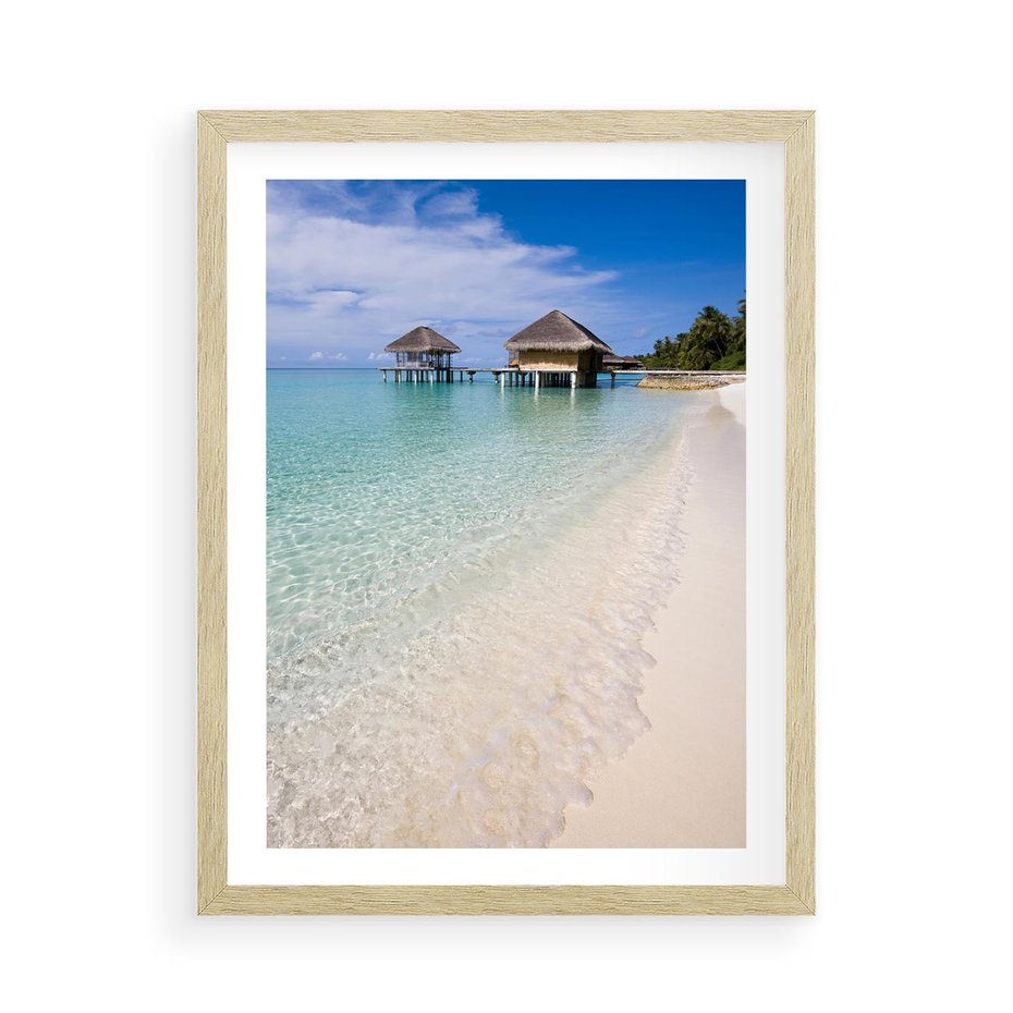 Plakat w ramie 50x70 - Rajski klimat plaży tropikalnej - plaża, tropiki - rama drewno