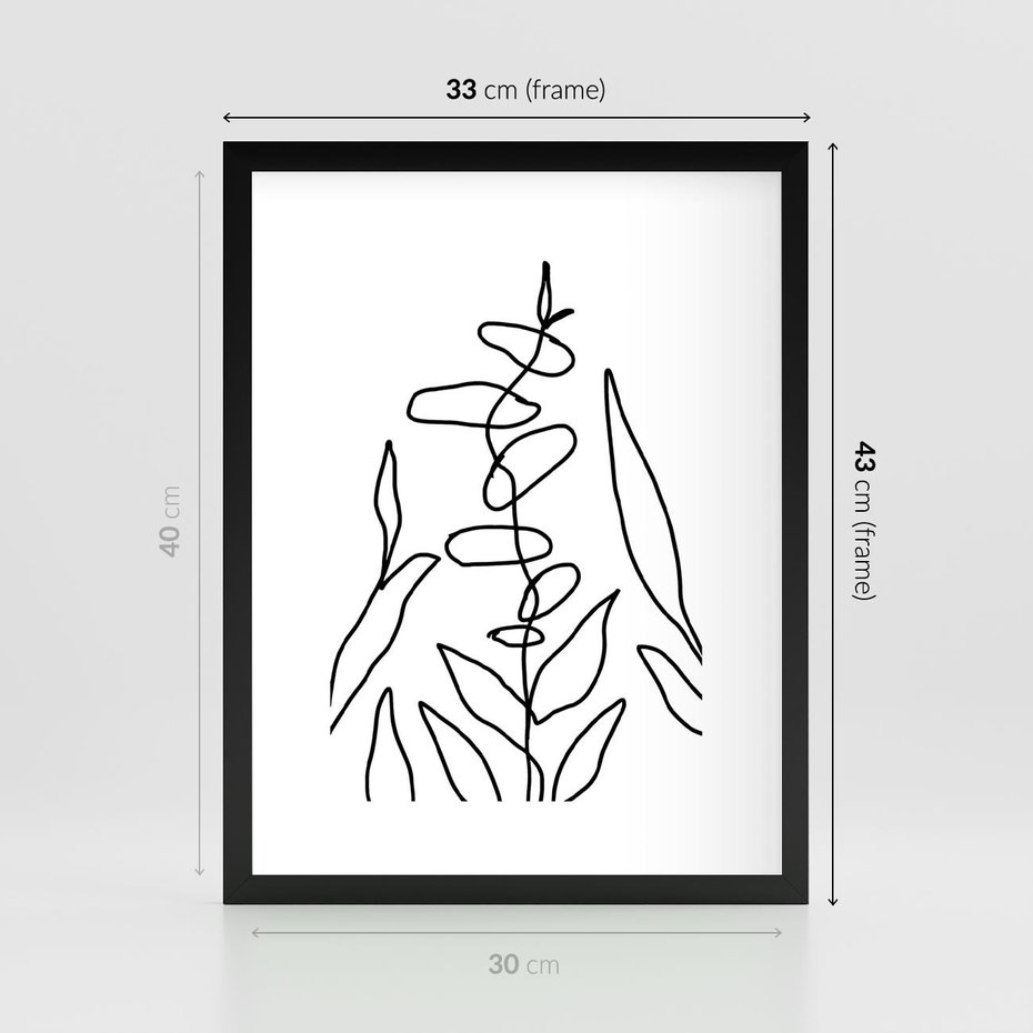 Plakat w ramie 30x40 - Konturem Naznaczone - mroczna sztuka, minimalizm - rama czarna