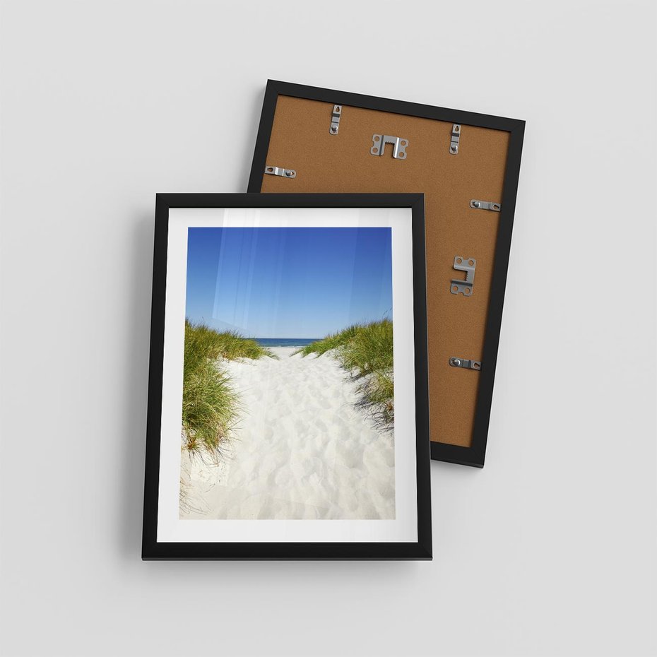 Plakat w ramie 30x40 - Relaks nad Morskimi Wzgórzami - plaża, wydmy - rama czarna