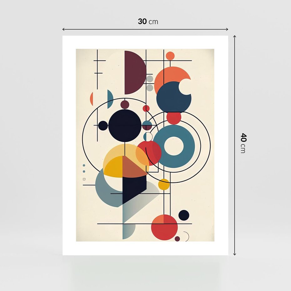 Plakat bez ramy 30x40 - Rozbijające Barwne Granice - abstrakcyjna geometryczna kompozycja, koła linie