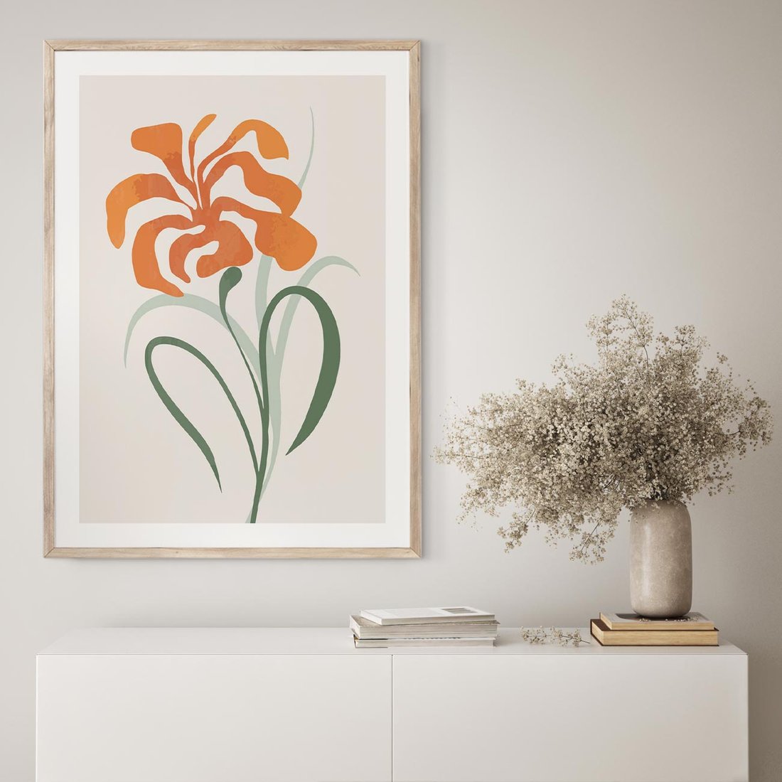 Plakat w ramie 30x40 - Kwiatowe Harmonie - kwiat, sztuka nowoczesna - rama drewno