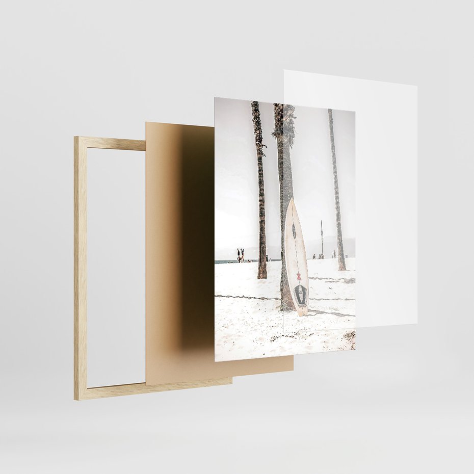 Zestaw obrazy w ramie 30x40 galeria - Lato, palmy, plaża, wakacje - rama drewno