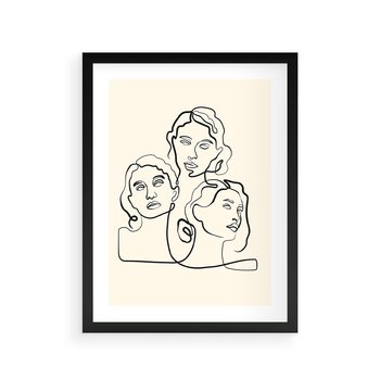 Plakat w ramie 50x70 - Trzy Kobiety - 3 kobiety, antyczny posag - rama czarna