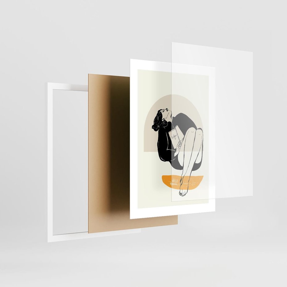 Plakat w ramie 30x40 - Kształt Kobiecego Portretu - grafika, kobieta - rama biała