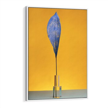 Obraz w ramie 50x70 - Niebiańskie liście - liść, liście - rama biała