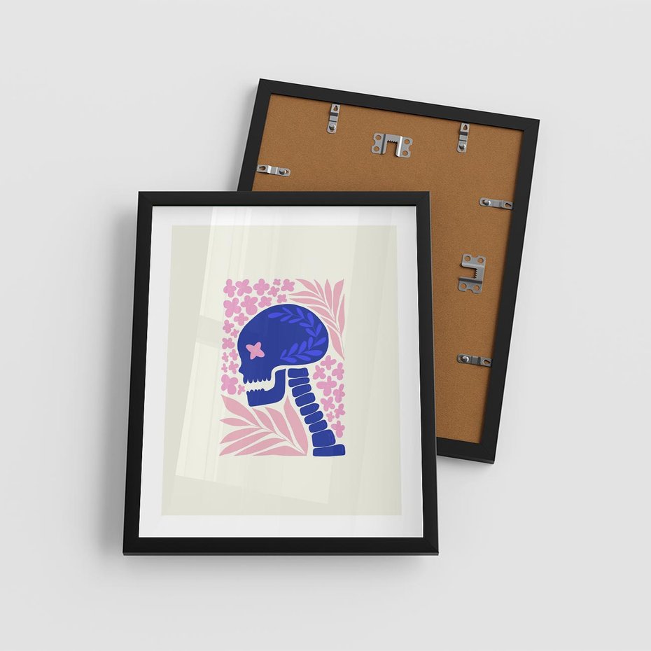 Plakat w ramie 40x50 - Żart z Czaszką - abstrakcja, sztuka nowoczesna - rama czarna