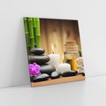 Obraz na płótnie 40x40 - Spokojny zakątek SPA z bambusem i kamieniami - bambus, kamienie