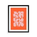 Plakat w ramie 30x40 - Taniec Abstrakcji - kwiaty, energetyczne pomarańczowe tłó - rama czarna