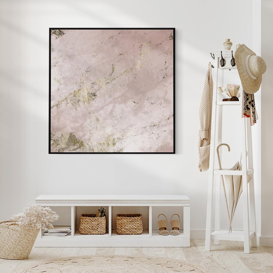 Obraz w ramie 50x50 - Piękno w Szczegółach - marmur, złoto - rama czarna