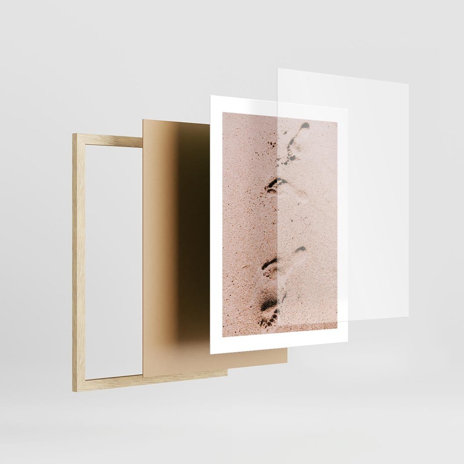Plakat w ramie 30x40 - Ślady na Piasku - piasek, plaża - rama drewno