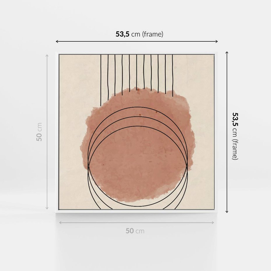 Obraz w ramie 50x50 - Migotliwe Kontury - akwarelowa plama, geometryczne szkicowane kształty - rama biała