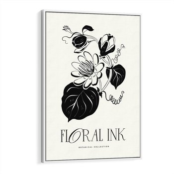 Obraz w ramie 70x100 - Odbicie kwiatowych chwil - kwiaty, typografia - rama biała