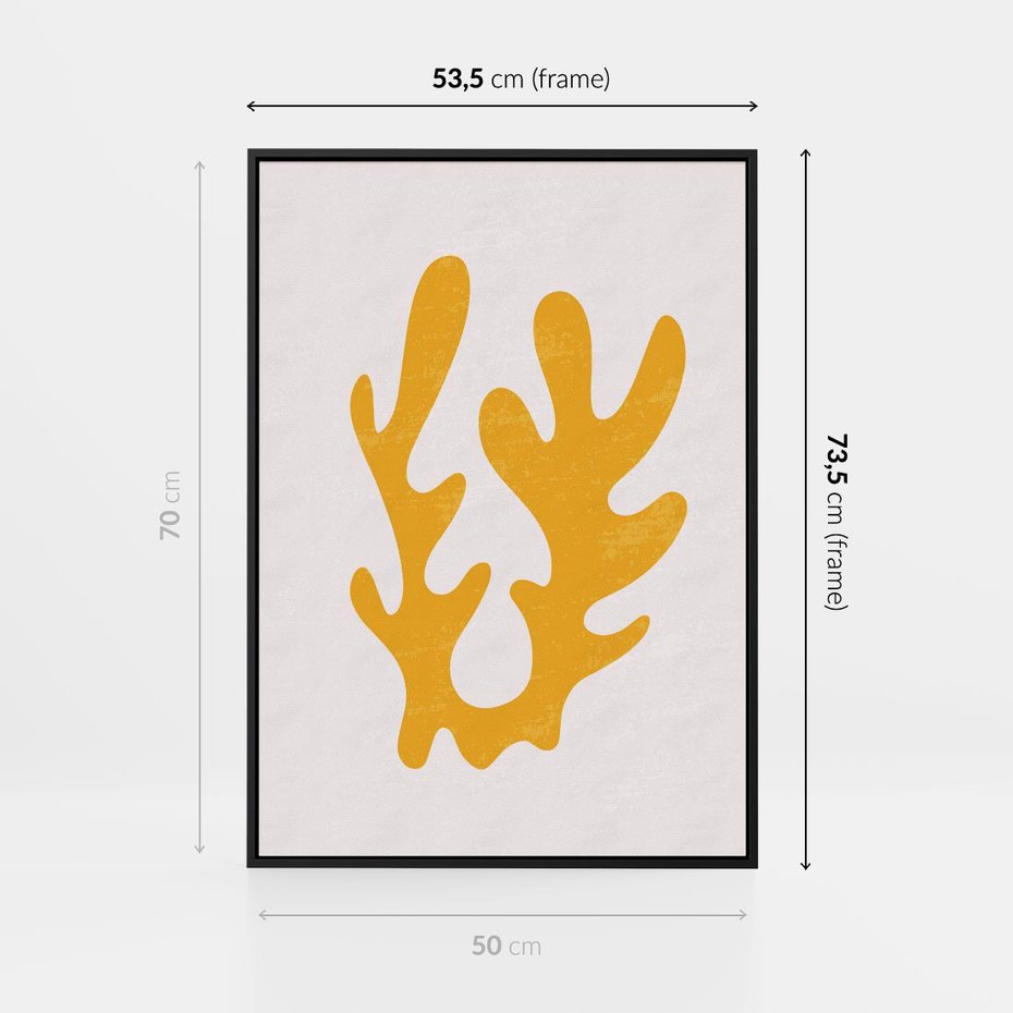Obraz w ramie 50x70 - Abstrakcyjna Synergia - abstrakcyjna żółta forma, minimalizm - rama czarna
