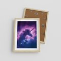 Plakat w ramie 30x40 - Mityczna podróż - kosmos, jednorożec - rama drewno