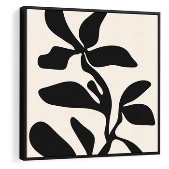 Obraz w ramie 50x50 - Wibracje Akwarelowych Ścieżek - abstrakcyjny minimalistyczna kwiat, czarno biały plakat - rama czarna