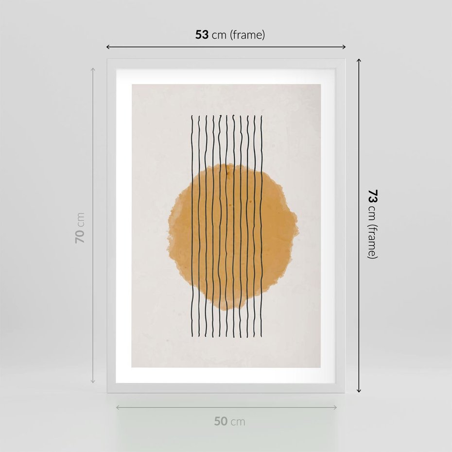 Plakat w ramie 50x70 - Taniec Emocji - abstrakcyjne akwarelowe plamy, nieregularne kreski - rama biała