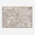 Obraz w ramie 100x70 - Odsłonięte liściowe wspomnienia - monochromatyczne, kolory sepii - rama drewno