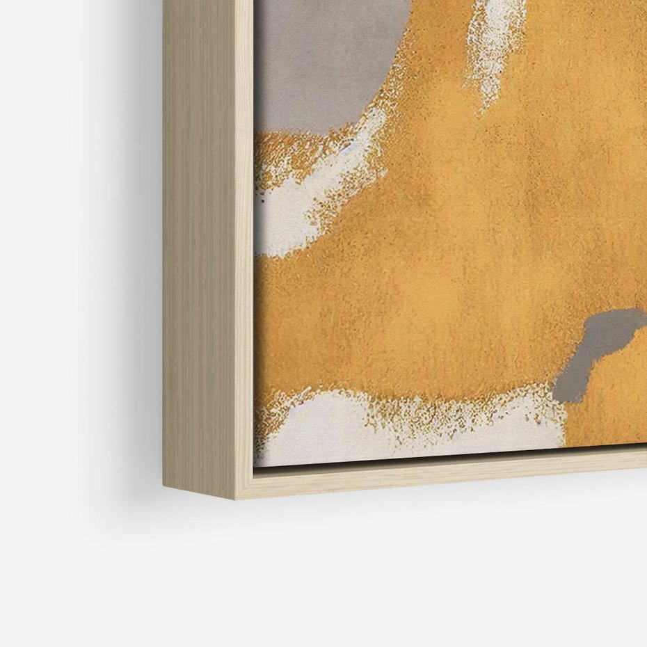 Obraz w ramie 70x50 - Złote Maźnięcia Pędzla - złota abstrakcja, plamy - rama drewno
