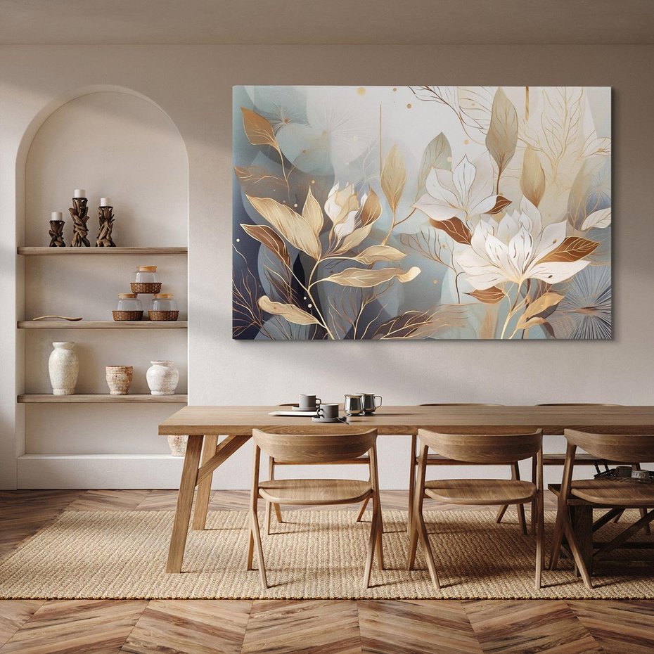 Obraz na płótnie 120x80 - Ekspresjonistyczny deszcz uczuć - grafika, złote kwiaty