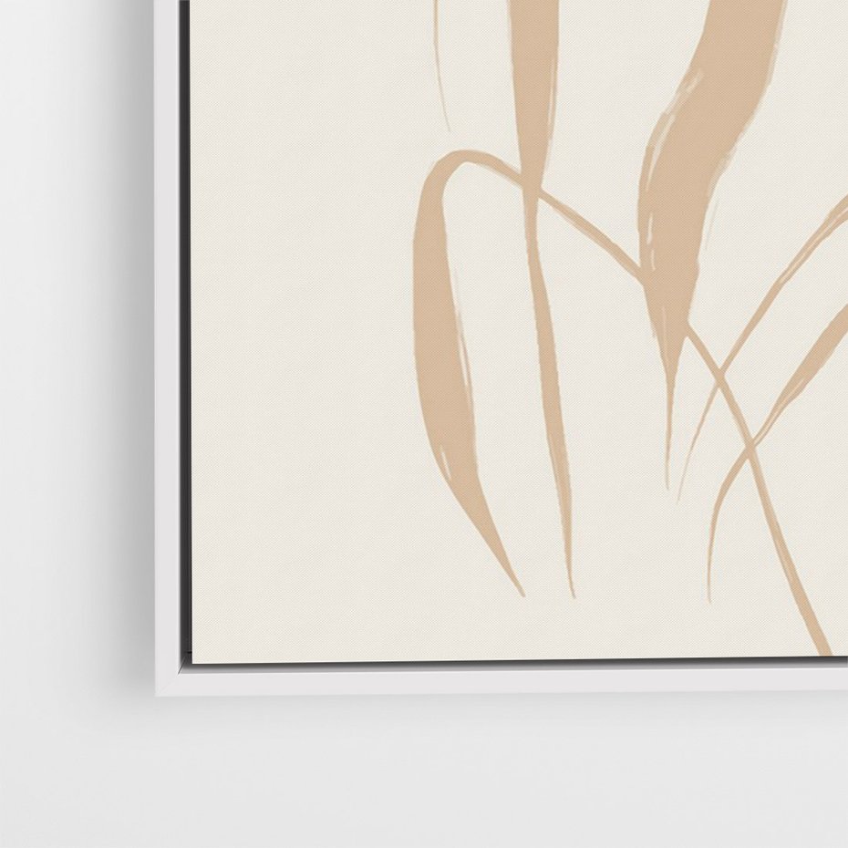 Obraz w ramie 70x100 - Formy Nowoczesności - minimalistyczny plakat, liście palmy - rama biała