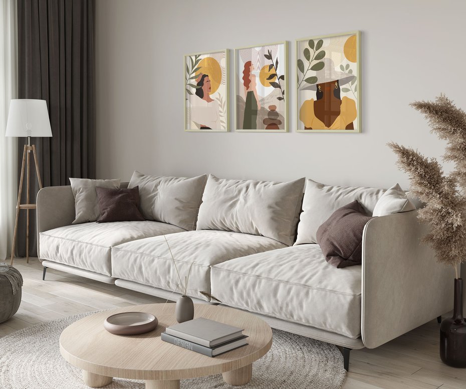 Zestaw obrazy w ramie 50x70 galeria - Boho, kobiety, postacie - rama drewno