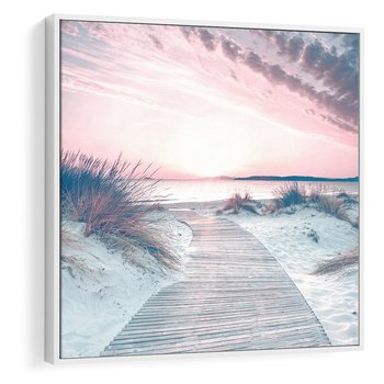 Obraz w ramie 80x80 - Magia Zachodu Słońca - fotografia, stonowane kolory - rama biała