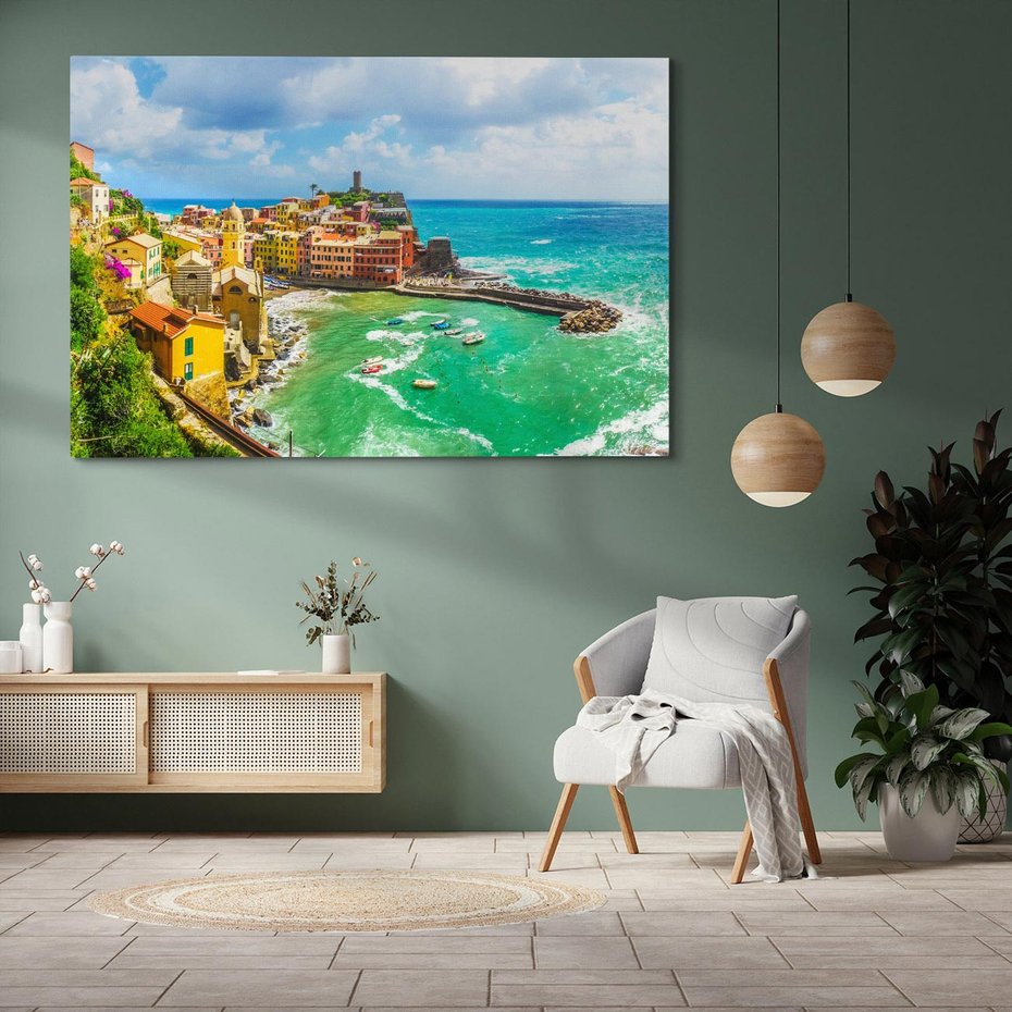 Obraz na płótnie 70x50 - Morze włoskich łodzi - Włochy, łodzie