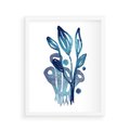 Plakat w ramie 40x50 - Akwarelowy Błękit - pastelowy, abstrakcyjny plakat - rama biała