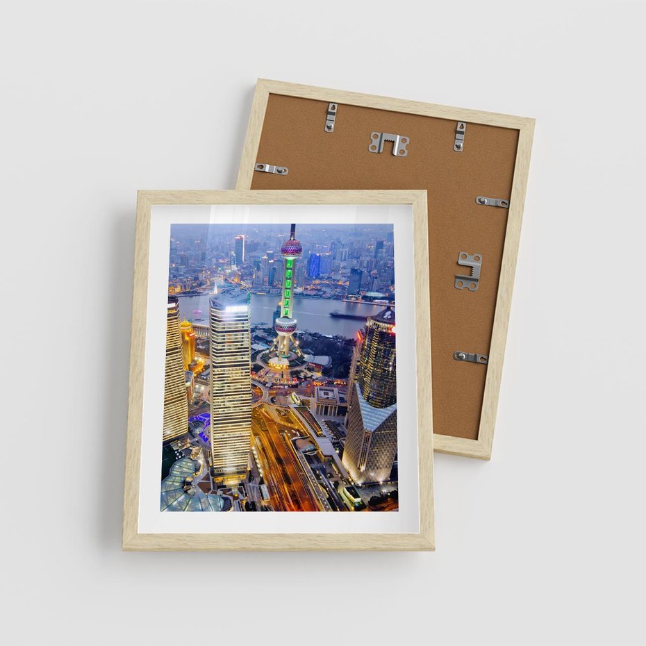 Plakat w ramie 40x50 - Wzgórza Mieściny - wieżowce, miasto - rama drewno