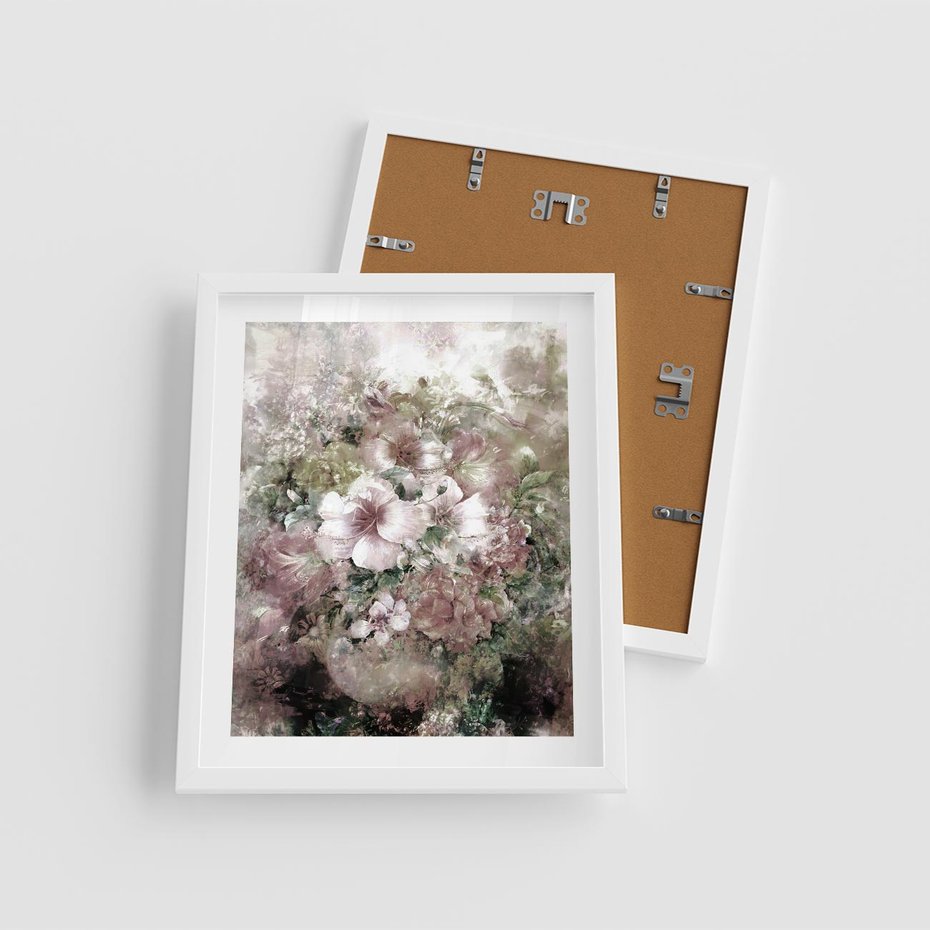 Plakat w ramie 40x50 - Piękno natury na płótnie - kwiaty, olejne - rama biała