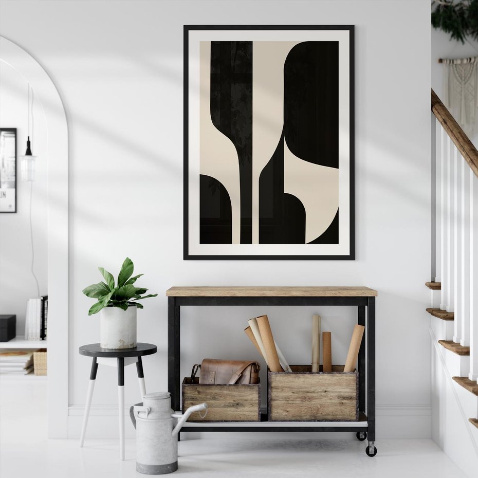 Plakat bez ramy 21x30 - Abstrakcyjne Linie - boho plakat, rycina