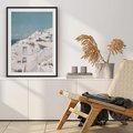 Plakat bez ramy 30x40 - Śródziemnomorski Urok - zdjęcie Santorini, białe budynki