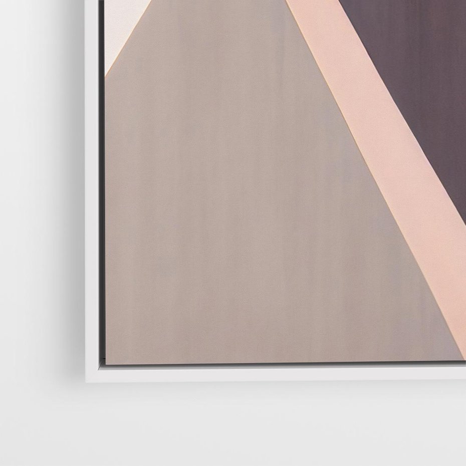 Obraz w ramie 80x80 - Trójkąty Wnętrz - abstrakcja, geometryczne kształty - rama biała