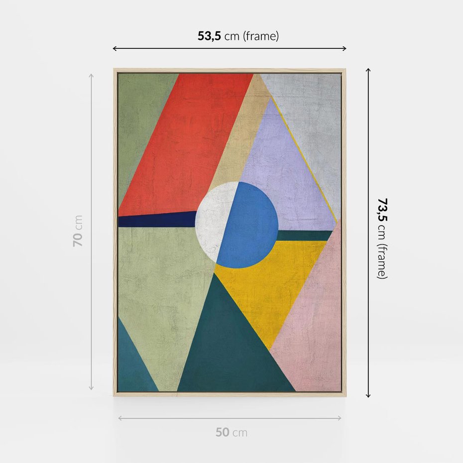 Obraz w ramie 50x70 - Taniec Subtelnych Odbić - abstrakcyjne geometryczne kształty, olejny obraz - rama drewno