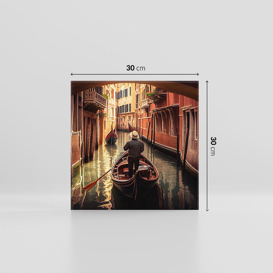 Obraz na płótnie 30x30 - Spokojna Wenecja - gondolier w gondoli, kanały Wenecji