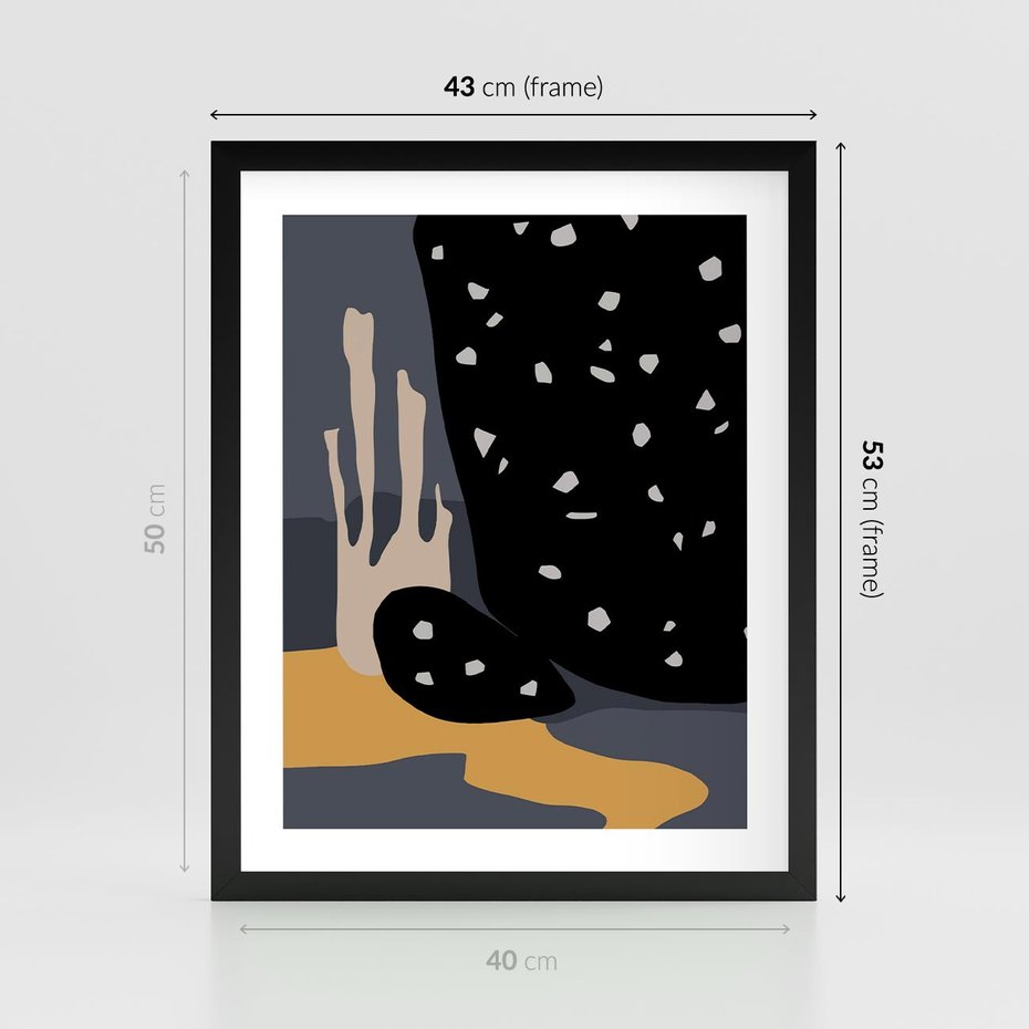 Plakat w ramie 40x50 - Formy Szarości - ciemny, mroczny plakat - rama czarna