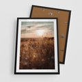 Plakat w ramie 50x70 - Zachwyt zachodem słońca na łące - zachód, słońca - rama czarna