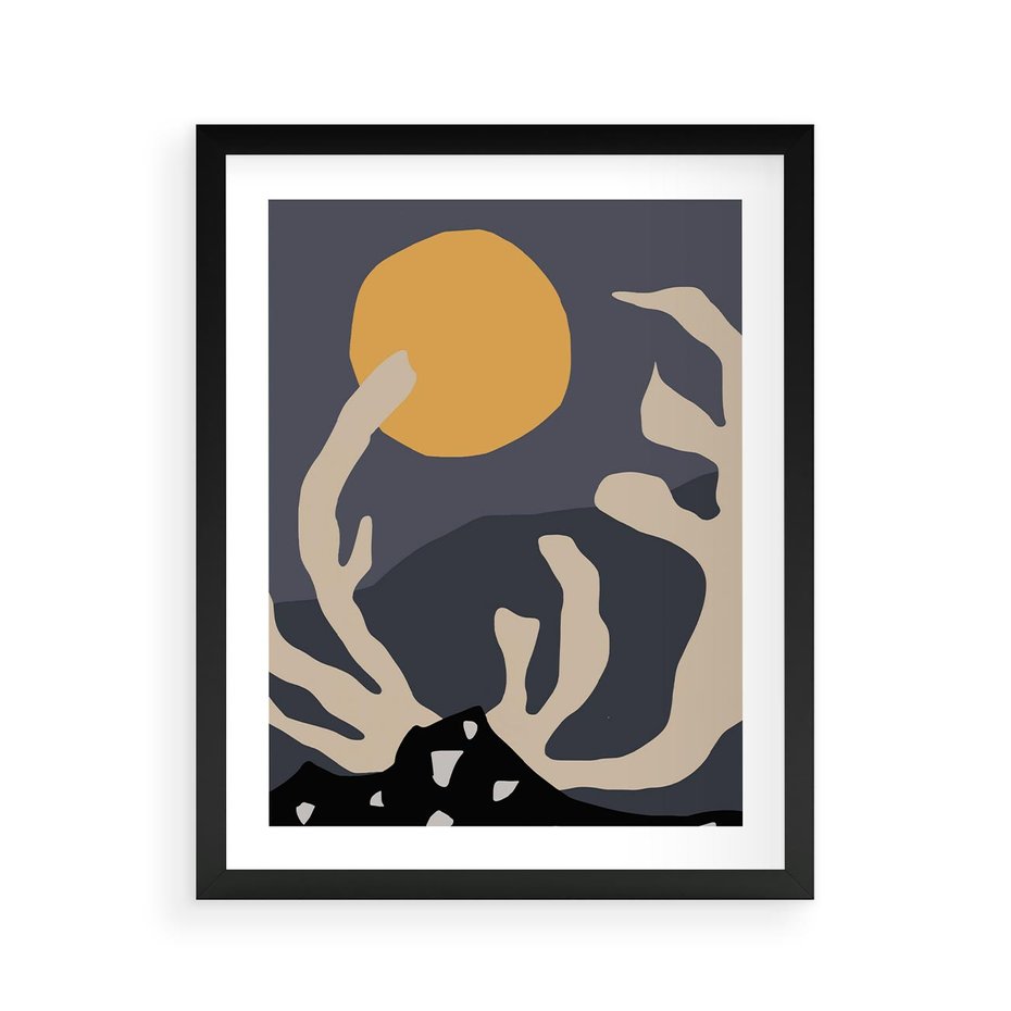 Plakat w ramie 40x50 - Tajemniczy Księżyc - nowoczesna sztuka, plakat - rama czarna