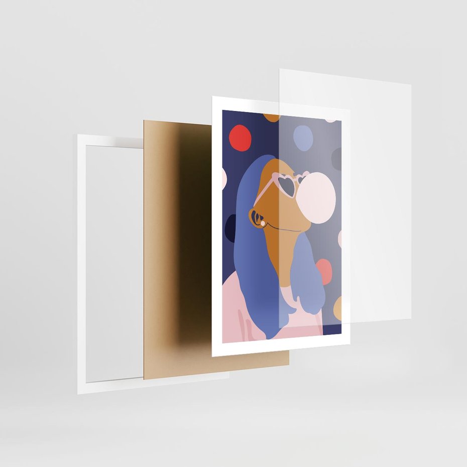 Plakat w ramie 50x70 - Odbicie Kobiety - nowoczesny plakat, styl retro - rama biała