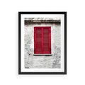 Plakat w ramie 30x40 - Okno z Czerwonymi Okiennicami - stare okno, kamienica - rama czarna