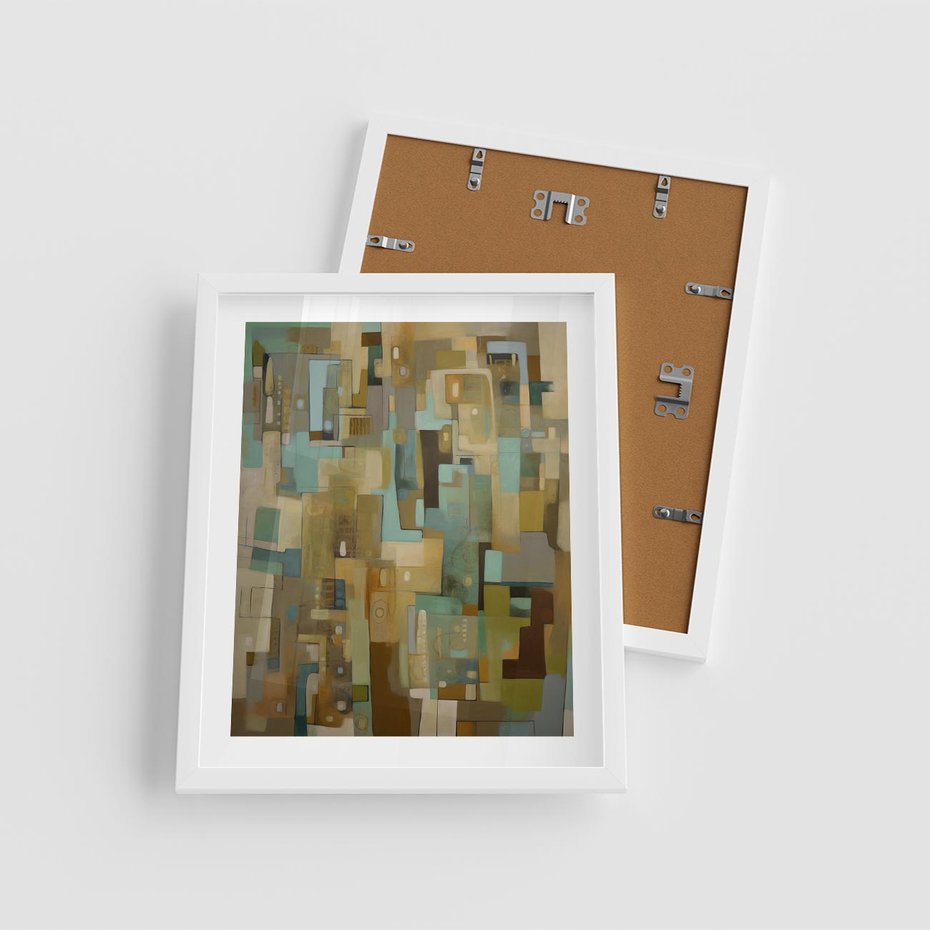 Plakat w ramie 40x50 - Kolorowe Wyobrażenia - abstrakcyjny obraz, mnogość kolorów - rama biała