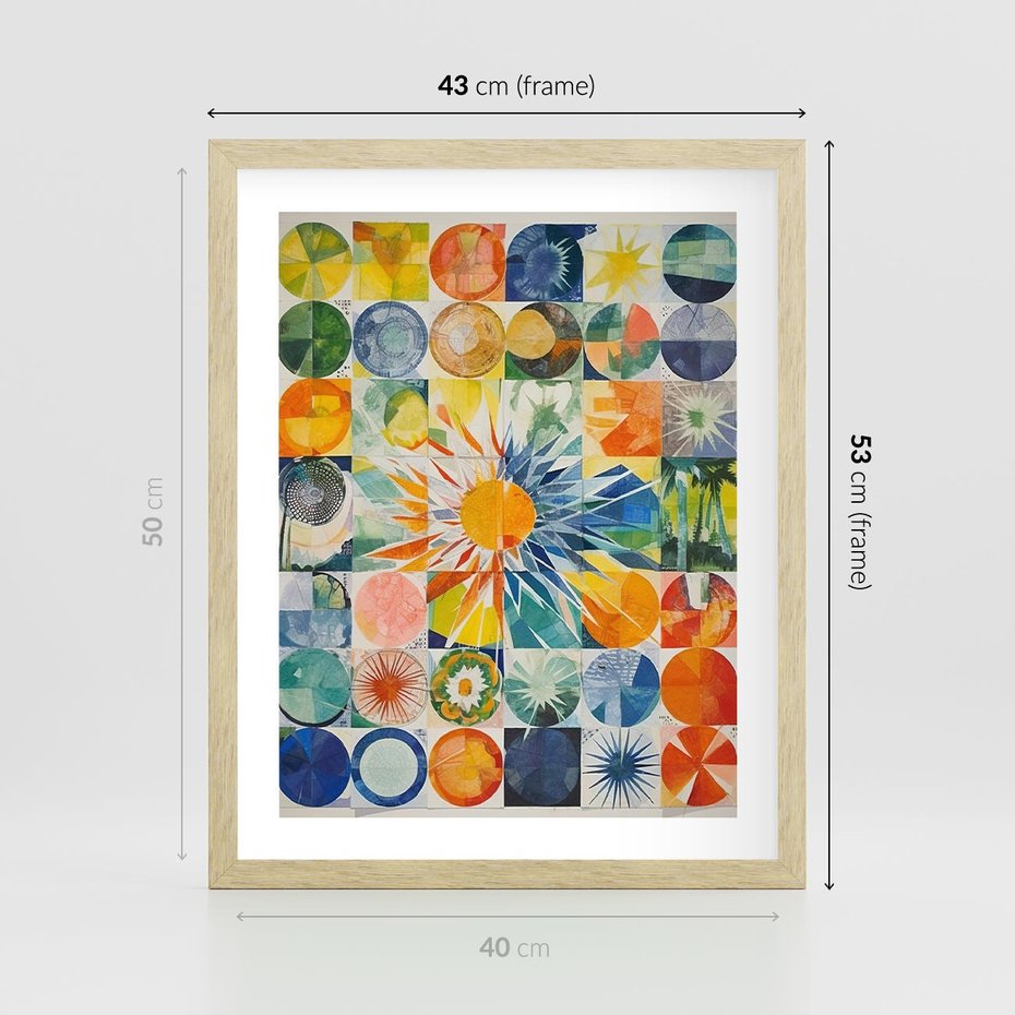 Plakat w ramie 40x50 - Rozkwitające Wzory Abstrakcji - abstrakcyjny obraz, mnogość kolorów - rama drewno