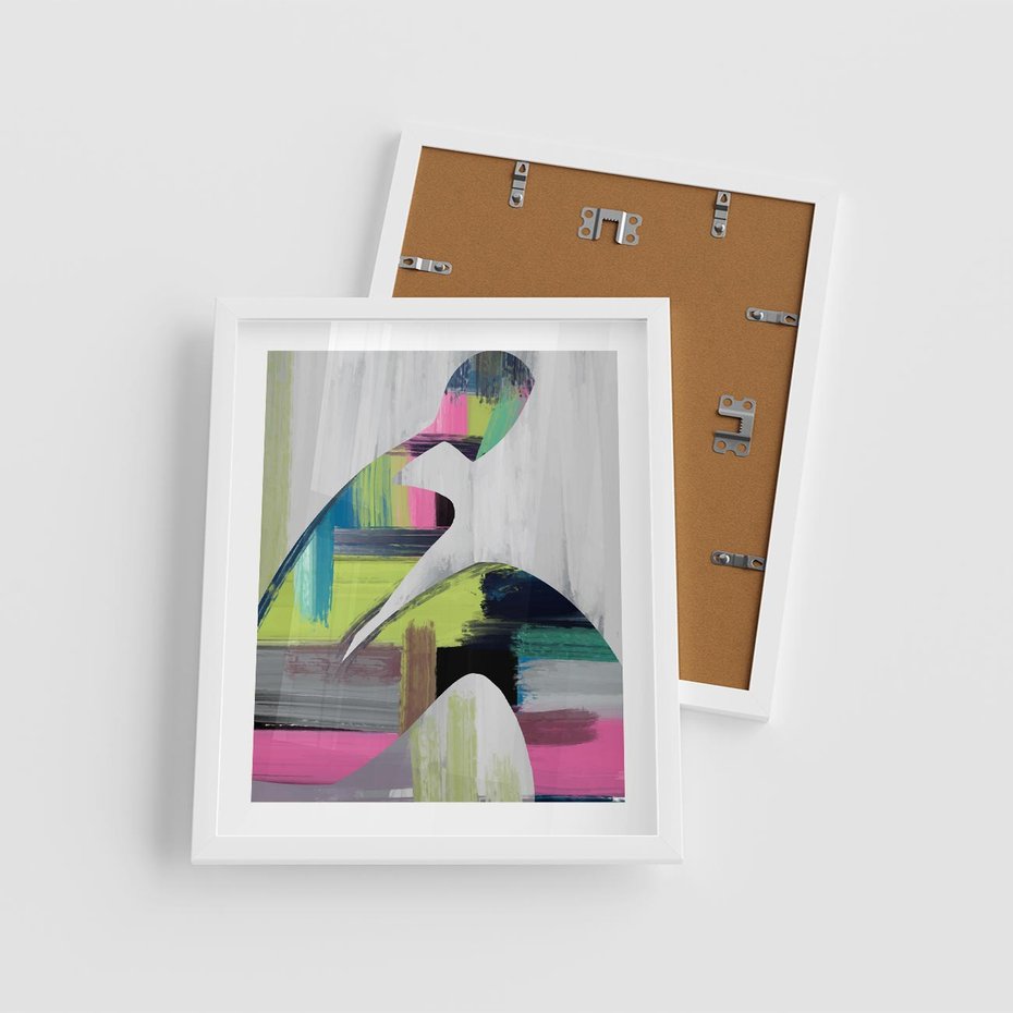 Plakat w ramie 40x50 - Impulsy Marzeń - abstrakcyjna sztuka, nowoczesny obraz - rama biała